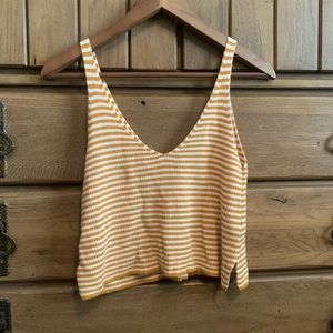 Orange and white stripped cropped tank top